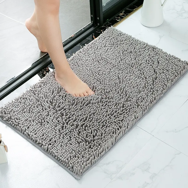 Super Hot Chenille Bathroom Mat Non-slip Absorbent Microfiber Bathroom Soft Floor Bath Mat