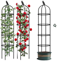Rostfreier Metall-Gartenobelisk Spalier 6 Fuß Modernes Design Outdoor Rosenbusch Kletterpflanzen Blumenstütze Pulverbeschichtet