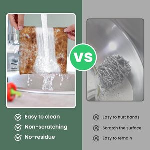 Double Layer Scrubbing Dish <b>Cloth</b> Multipurpose <b>Kitchen</b> Silver Wire Dish Towel Reusable Household Cleaning Dishwashing Rag - Product Image 4