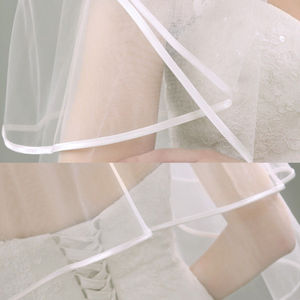 Velo de novia de doble capa con apliques y bordeado, con peine para el pelo, para fiesta de solteras, color blanco, ¡en stock para eBay, el más vendido! - Product Image 3