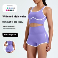 Ensemble de yoga respirant pour femme, grande taille, avec débardeur à dos uni et short, extensible dans les quatre sens, coupe ajustée, effet push-up fessier, moulant