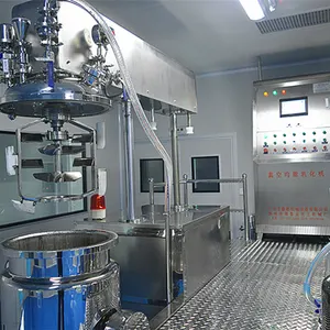 ALUSI 100L उपकरण कॉस्मेटिक क्रीम उत्पादन होमोजेनाइज़र वैक्यूम इमल्सीफायर मिक्सर लोशन मिक्सिंग मशीन स्टीम हीटिंग के साथ
