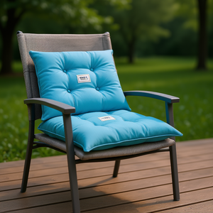 Set di 2 cuscini per sedia Moccam, in tessuto Oxford azzurro, quadrati, resistenti all'acqua, per uso esterno, imbottitura 100% poliestere - Product Image 2