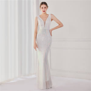 S3684F Envío Directo <span class=keywords><strong>2022</strong></span> Alta calidad Lentejuelas largas Tallas grandes Disfraz de belleza Banquete Vestido de noche para mujer - Product Image 5