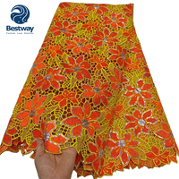 Tissu en dentelle à sequins solubles dans l'eau Bestway Bright Fashion 5 Yards CP1641, couleur turquoise, pour mariage africain
