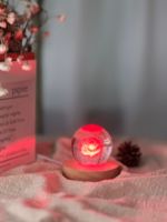 Socle Rond en Bois LED pour Lampe 3D, Socle Lumineux USB Rond en Bois Naturel pour Veilleuse