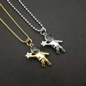 Collar de Astronauta Yunnique con Colgante de Dibujos Animados en Bisel, Cadena Unisex para Suéter, Regalo - Product Image 1