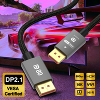 Cable DP 2.1 OEM ODM de 1m 1.5m 2m 3m 80Gbps 16K 60Hz Macho a Macho, Cable DP con Revestimiento de Oro para Laptop, TV y Computadora