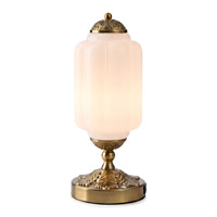 Lámpara de Mesa LED Ambiental Vintage de Latón Antiguo con Pantalla de Vidrio Ópalo, Control Táctil, Salida de Energía Tipo C, Carga Inalámbrica para Mesita de Noche