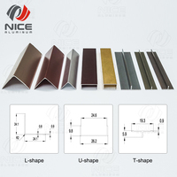 Style moderne 6063 T5 alliage d'aluminium T garniture prix usine OEM ODM carreaux muraux décoratifs profil d'angle de bord