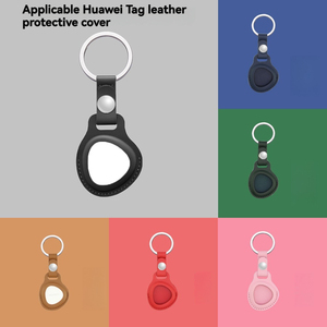 Porte-clés rétro en cuir PU avec boucle à ressort, étui de protection pour balise <span class=keywords><strong>HUAWEI</strong></span>, adapté au localisateur <span class=keywords><strong>HUAWEI</strong></span>, logo personnalisé - Product Image 1