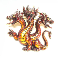 Broche émail Dragon à Trois Têtes, Épingle Métallique Vintage Dragon pour Vêtements, Chapeaux, Revers, Bijoux, Cadeau