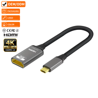 Alüminyum Alaşımlı 4K 60Hz Tip C - HDMI Dişi Kısa Adaptör HDMI2.0 Video Dönüştürücü Dizüstü Bilgisayar Telefon HDTV Projektör Toptan Satış