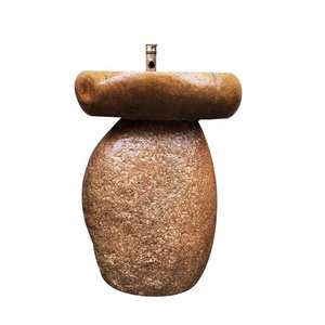Piedra natural al aire libre Río Piedra Pedestal Basie Oval Pedestal Fregadero con instalación independiente para <span class=keywords><strong>baño</strong></span> Diseño moderno - Product Image 3