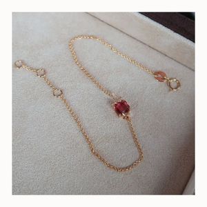Xinfly 18K Pure Gold with Dark pink Tourmaline and butterfly Diamond <b>Bracelet</b> - Product Image 1