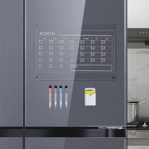 供应商2 Pcs 16X12备忘录高光磁性冰箱日历干擦亚克力白板每月和每周