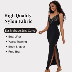 Robe de soirée moulante <span class=keywords><strong>en</strong></span> dentelle pour femme avec soutien-gorge intégré, contrôle du ventre, robe de soirée fendue, robe moulante maxi - Product Image 5