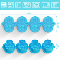Candyer Nouveau Design Personnalisé Lot de 4 Moules en Silicone Hamsa pour la Fabrication de Savon, Outils de Pâtisserie, Moule à Bougie en Silicone, Moule Fatima en Silicone