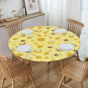 Nouveau Style Abeilles HoneyFitted Nappe Imperméable À L'eau Élastique Bord Intérieur/Extérieur Table Couverture Convient 45 "-50" Medium Wipe Clean - Product Image 5