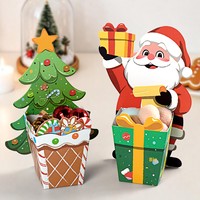 Boîte cadeau en carton blanc Shaher Creative 3D avec motif Père Noël/Arbre de Noël, support de fond imprimé quadricolore