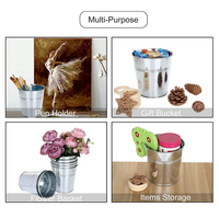 Jardinières décoratives galvanisées Pot de fleurs en métal Petit seau de rangement pour la maison Artisanat Cadeau de Noël