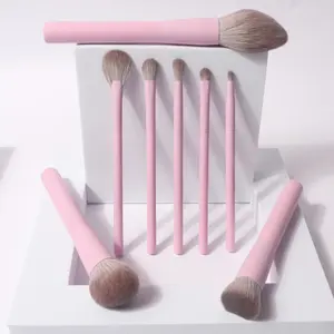 Broches de Maquillaje Private Label Vegan Cruelty Free Custom Logo Soft Alta Qualidade Fibra Sintética 8pcs Pink Makeup Brush Set