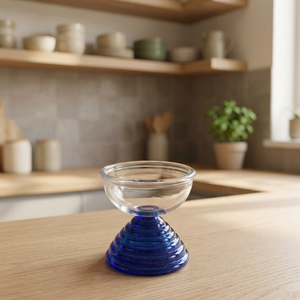 Bols en verre bohème à tige bleue, réutilisables, transparents, pour desserts et service, pour la maison et les fêtes - Product Image 3