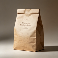 Sac en papier kraft blanc et brun recyclé compostable de petite taille sur mesure avec fenêtre de style luxueux pour aliments, pain et biscuits Waimai