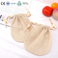 Sac en coton à cordon personnalisé avec impression de ruban, sac en filet respirant pour fruits et légumes, pochette de courses pour le marché