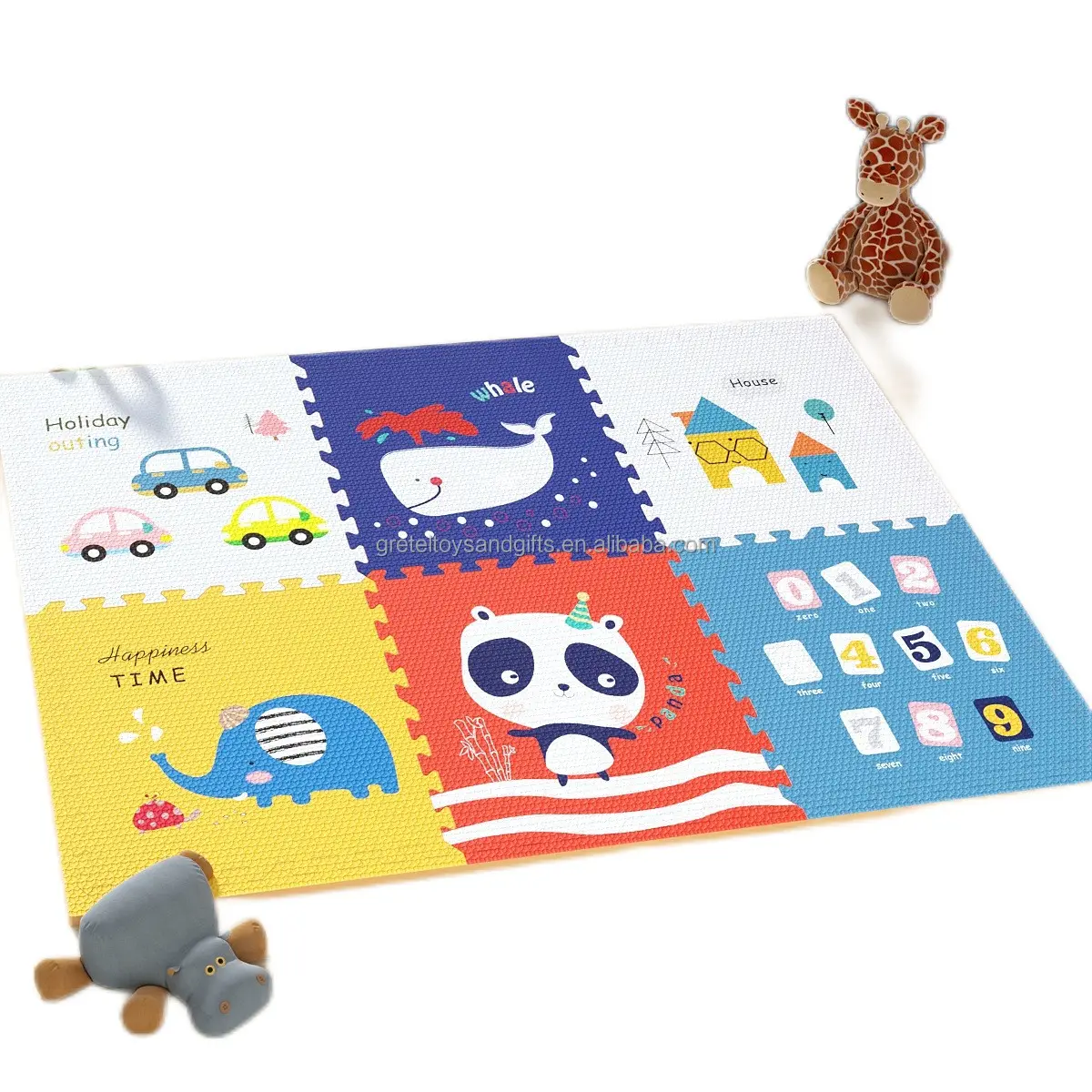 Gretel Toy Tapis de jeu Casse-tête en mousse personnalisé en caoutchouc Polyester Bébé Enfants Puzzle souple Tapis à emboîtement au sol