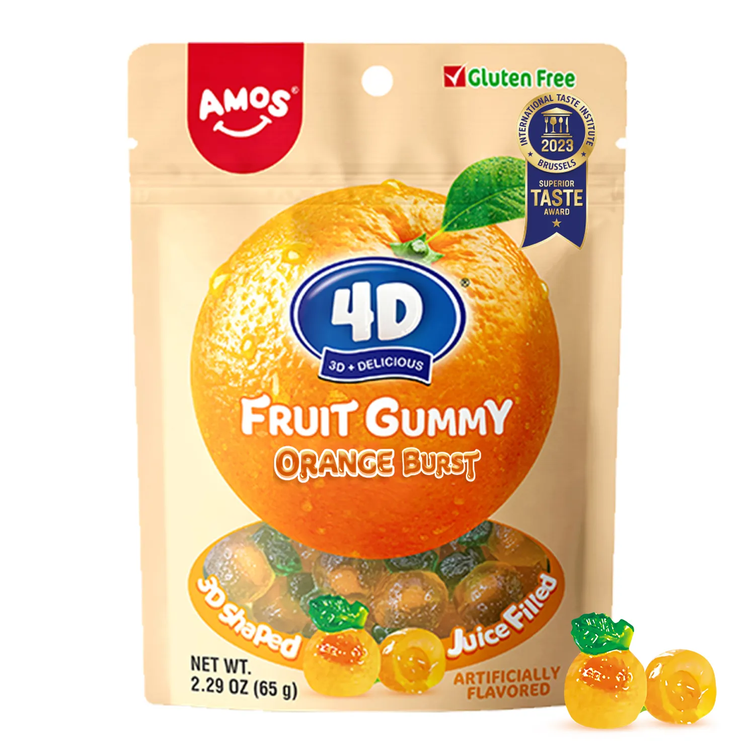 Certificats casher/halal Usine de classe mondiale Fruitips Sac en vrac Emballage Doux Doux Juteux Gummy Orange Candy