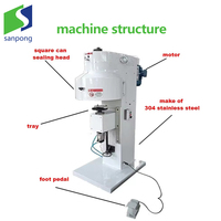 Machine de scellage semi-automatique pour boîtes de conserve carrées/rectangulaires, scelleuse de boîtes de sardines et de thon, machine de capsulage de boîtes métalliques