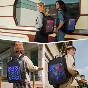Mochila LED Raoaoqoon de 17 Pulgadas con Compartimento para Portátil, Impermeable, con Pantalla Programable por Aplicación, Unisex, para Viajes - Product Image 2