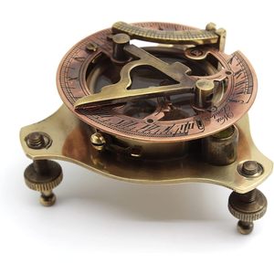 ALFA NAUTICAL Vintage Style Brass Sundial Compass Adjustable <b>Screw</b> Legs Durable Portable Leather Case Packaging for Travel - Product Image 4