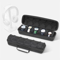 Boîte de rangement pour montres / Étui de présentation pour montres pour hommes, compatible avec toutes les montres-bracelets et montres connectées jusqu'à 50 mm, 1, 2, 3, 4, 5 emplacements, noir