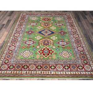 Taille personnalisable beau motif abstrait tapis de laine vert kazak géométrique médaillons conception coton exercice prière pique-nique tapis - Product Image 5