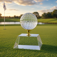 Trophée de golf en cristal transparent personnalisé, gravé, imprimé UV, poli, durable, de qualité supérieure, pour récompenses sportives scolaires, vente en gros