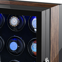 Remontoir automatique de montre pour 24 montres Remontoir de montre de luxe en laque de piano Coffres-forts à 24 fentes avec lumière LED
