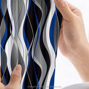 Màu xanh và màu xám rèm cửa hiện đại sọc trang trí 50% ánh sáng chặn tối Grommet Rèm CửA Màu Xanh cho nhà phòng khách phòng ngủ - Product Image 4