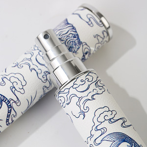 Flacon vaporisateur portable en verre, style porcelaine bleue et blanche, motif animal, style ancien, tendance nationale - Product Image 4