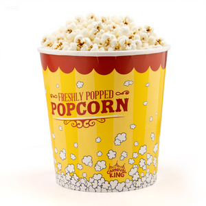 Cubos de palomitas de maíz de papel Kraft blanco impresos personalizados de gran tamaño desechables para vender en cine - Product Image 1