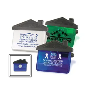 Promotional Gift Custom Logo House Shaped Clips With Extra Strong Metal Magnet Back And Rubber Grips