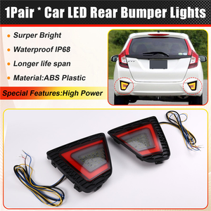 2PCS สำหรับฮอนด้าแจ๊สฟิต 2014 2015 2016 2017 มัลติฟังก์ชั่นรถ LED ไฟตัดหมอกด้านหลังไฟเบรคไฟเลี้ยวไฟย้อนกลับ - Product Image 6