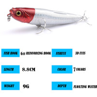 Leurre de pêche artificiel rigide Son Dog 8,8 cm/9 g avec billes grondantes et hameçons flottants pour la pêche au bar à gueule large - Vente en gros