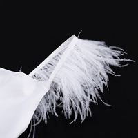 Drops hipping Party Casual White Feather Design Strap Hochzeits abend Vestidos Elegantes Para Mujer Satin Langes Sommerkleid