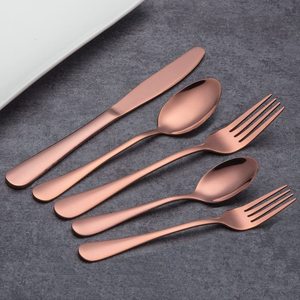 Jieyang Nhà Máy Trực Tiếp Thép Không Gỉ Matte Đồng Bộ Dao Kéo Rose Gold <span class=keywords><strong>Fork</strong></span> <span class=keywords><strong>Spoon</strong></span> <span class=keywords><strong>Knife</strong></span> Bộ Quà Tặng - Product Image 1