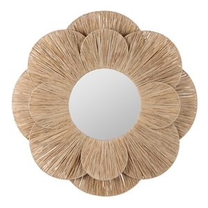 Espejo Redondo de Rafia Natural Sophie con Diseño Floral Antiguo en Venta a Precios Bajos - Product Image 2
