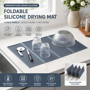 Tapete de Silicona Plegable para Secar Platos, Escurridor de Fregadero de Cocina, Ahorra Espacio, Resistente al Agua, al Calor y Antideslizante - Product Image 1