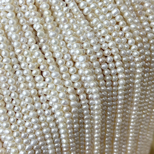 3.5-4mm perle d'eau douce naturelle millet perle semi-fini chaîne Fine Mini fil riz Grain bricolage claviculaire chaîne anneau - Product Image 4