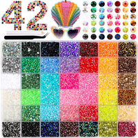 Kit de strass en résine gelée 48 couleurs, 3 mm, base plate en acrylique, pour vêtements, nail art, accessoires pour téléphone et tasses, avec pince à épiler et colle